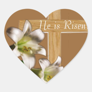 Han är Risen! Påsk Stickers Hjärtformat Klistermärke