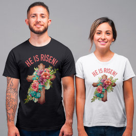 Han är Risen Påsk Watercolor Blommigt Kor T Shirt