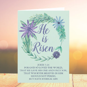 Han är Risen Religiösa Påsk Bible Verse John 3:16 Helgkort