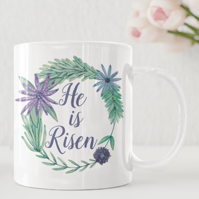 Han är Risen Religiösa Påsk Blommigt Kaffemugg (Skapare uppladdad)