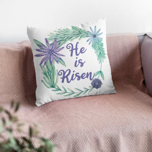 Han är Risen Religiösa Påsk Blommigt Kudde