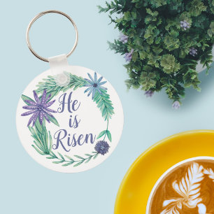 Han är Risen Religiösa Påsk Blommigt Nyckelring