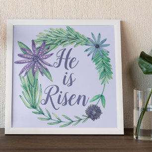 Han är Risen Religiösa Påsk Blommigt Poster