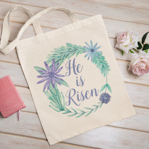 Han är Risen Religiösa Påsk Blommigt Tygkasse