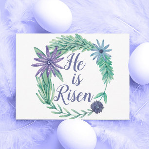 Han är Risen Religiösa Påsk Blommigt Vykort