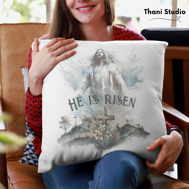 Han är Risen Religiösa Påsk Christian Kor Kudde (Skapare uppladdad)