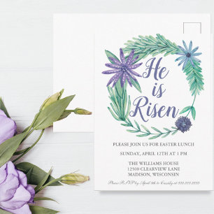 Han är Risen Religiösa Påsk Party-inbjudan Vykort