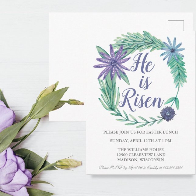 Han är Risen Religiösa Påsk Party-inbjudan Vykort (Skapare uppladdad)