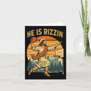 Han är Risen Rizzin Påsk Christian Faith Jesus Ba Kort