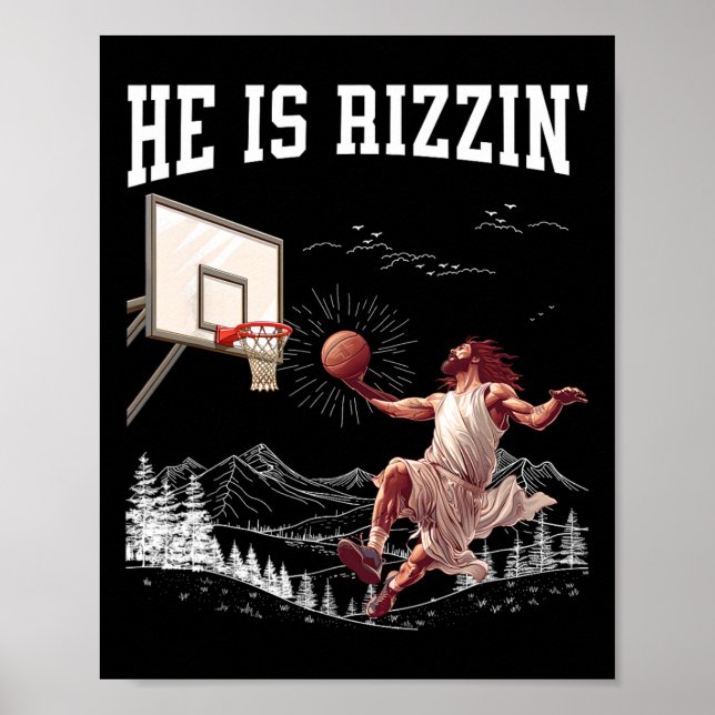 Han är Risen Rizzin'Påsk Jesus Christian Faith S Poster (Framsidan)