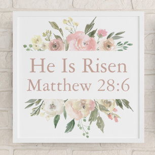 Han är Risen Rosa Blommigt Religiösa Påsk Poster