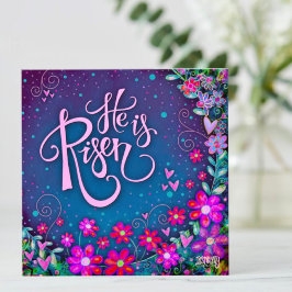 Han är Risen Söt Blommigt Påsk Anteckningskort