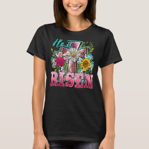 Han är Risen Sunroll Leopard Kor Jesus Christia T Shirt
