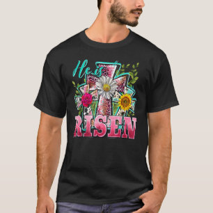 Han är Risen Sunroll Leopard Kor Jesus Christia T Shirt