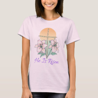 Han är Risen T-Shirt Christian Påsk Lily Kor