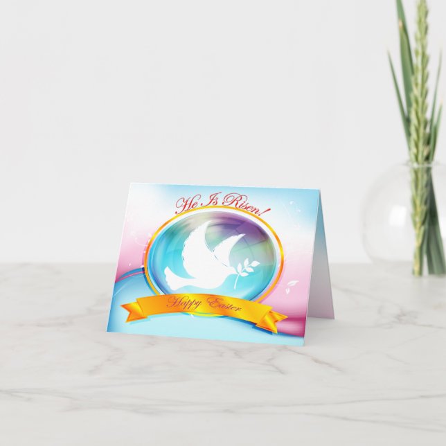 Han är Risen! Vit Dove of Peace Glad påsk Card Helgkort (Framsida)