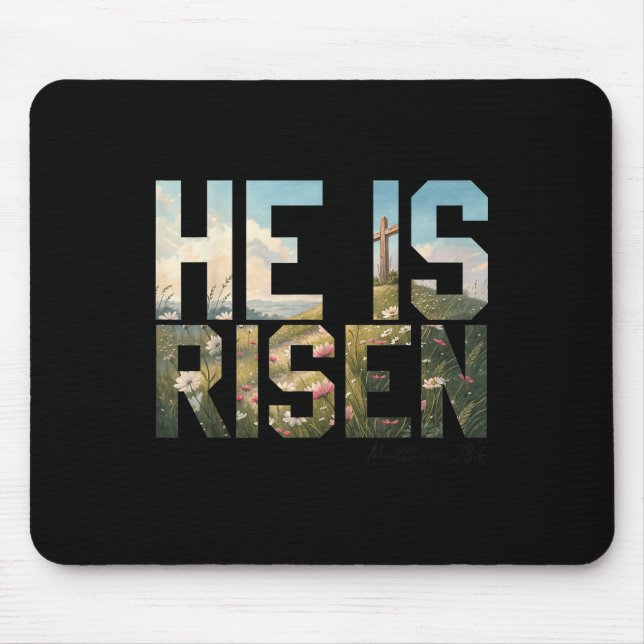 Han är Risen Wildblomma Kor Jesus Christian Easte Musmatta (Framsidan)