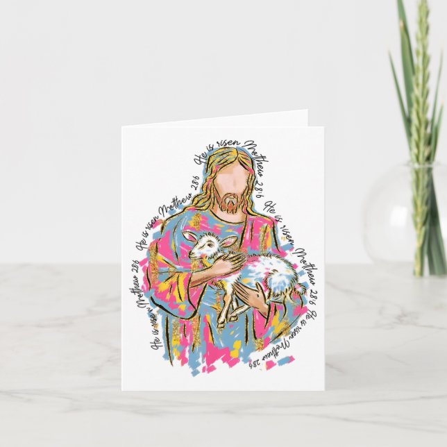 Han är riserad Jesus och Lamb Gud Glad påsk Kristu Kort (Framsida)
