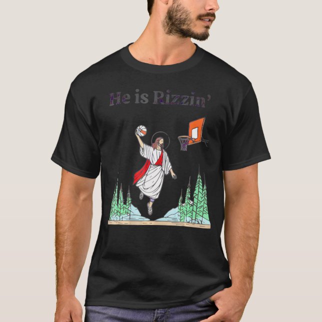 Han är Rizzen Jesus Basketball T Shirt (Framsida)