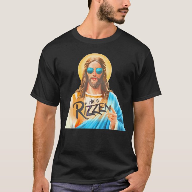 Han är Rizzen Jesus har rizzen Christian Religiösa T Shirt (Framsida)