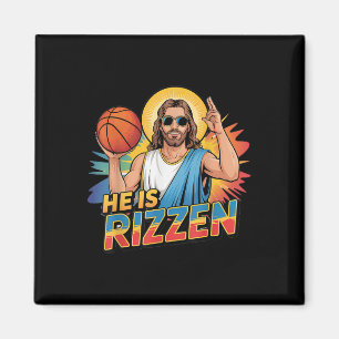 Han är Rizzen Jesus Shirt Basketball Boys Kid Magnet