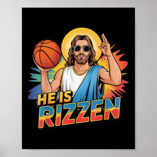 Han är Rizzen Jesus Shirt Basketball Boys Kid Poster