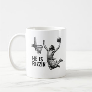 Han är Rizzin - Basket Jesus Rolig Jesus Meme Kaffemugg