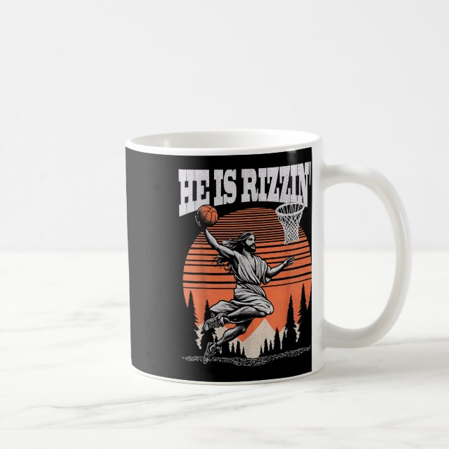 Han är Rizzin Funny Jesus Basketball Påsk Christi Kaffemugg (Höger)