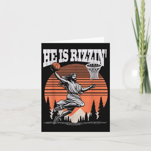Han är Rizzin Funny Jesus Basketball Påsk Christi Kort (Framsida)
