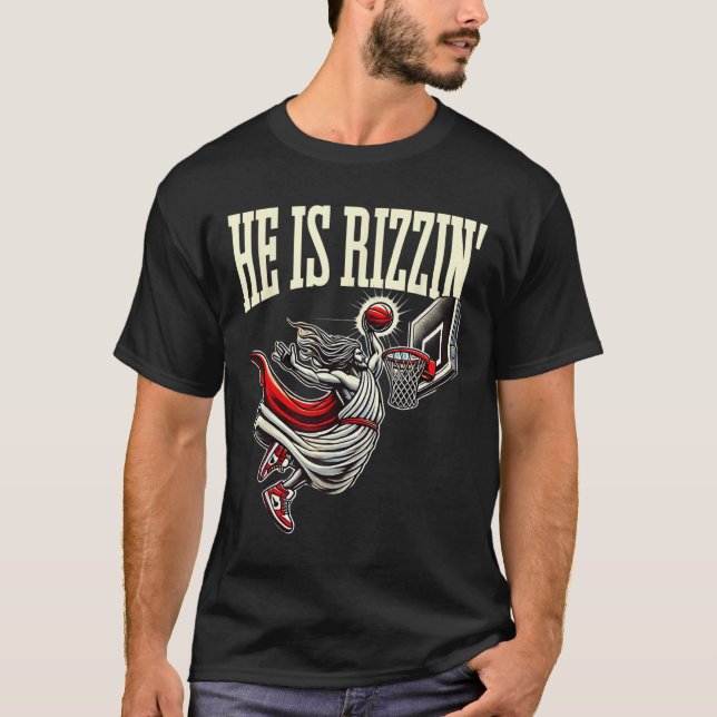 Han är Rizzin Funny Jesus Bysketll Meme T Shirt (Framsida)