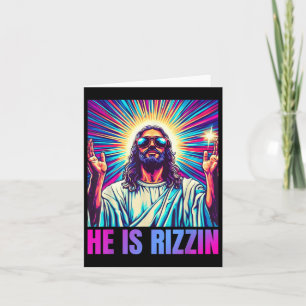 Han är Rizzin Funny Jesus Meme Christian Manar Boy Kort
