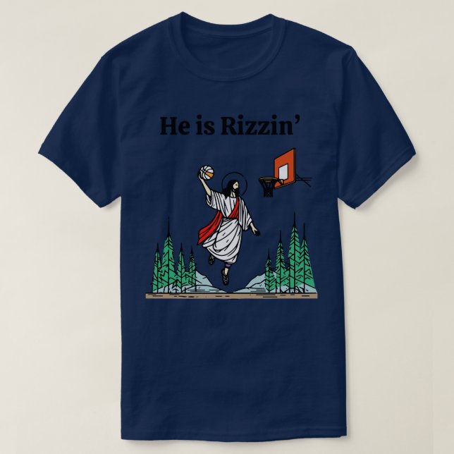 Han är Rizzin Funny Påsk Jesus som spelar basket T Shirt (Design framsida)