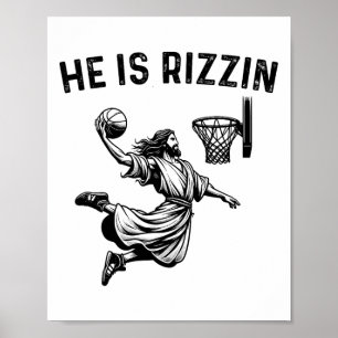Han är Rizzin Jesus Basketball Christian Religiösa Poster