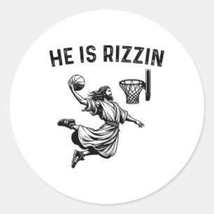 Han är Rizzin Jesus Bysketbyll Kristna religiösa Runt Klistermärke