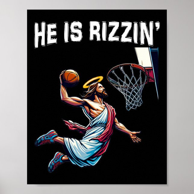 Han är Rizzin Jesus Bysketll Påsk För barn Manar W Poster (Framsidan)