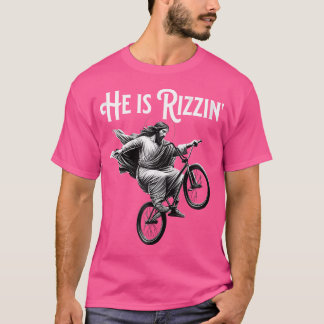 Han är Rizzin Jesus Riding Bmx Bike Funny Bicycle T Shirt