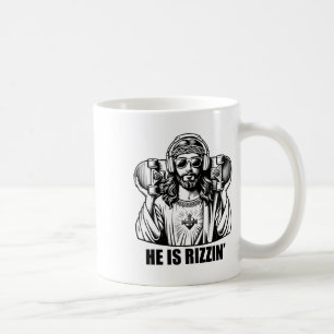 Han är Rizzin Jesus Skateboard Påsk Religiös Ris Kaffemugg