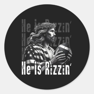 Han är Rizzin Jesus som spelar fotbyll-ljuva sport Runt Klistermärke