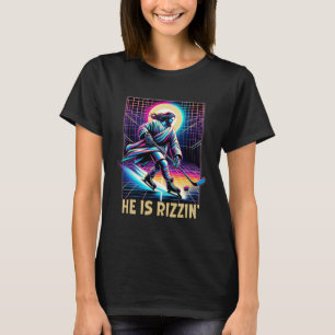Han Är Rizzin Kristna Ishockeyälskare Jesus Meme T Shirt