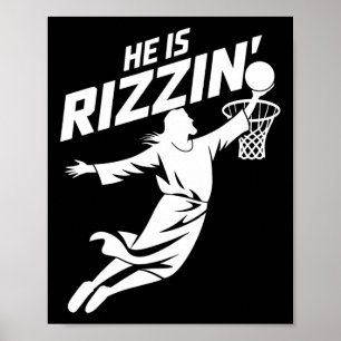 Han är Rizzin Lusnyj Jesus Bysketbyll Meme Retro E Poster