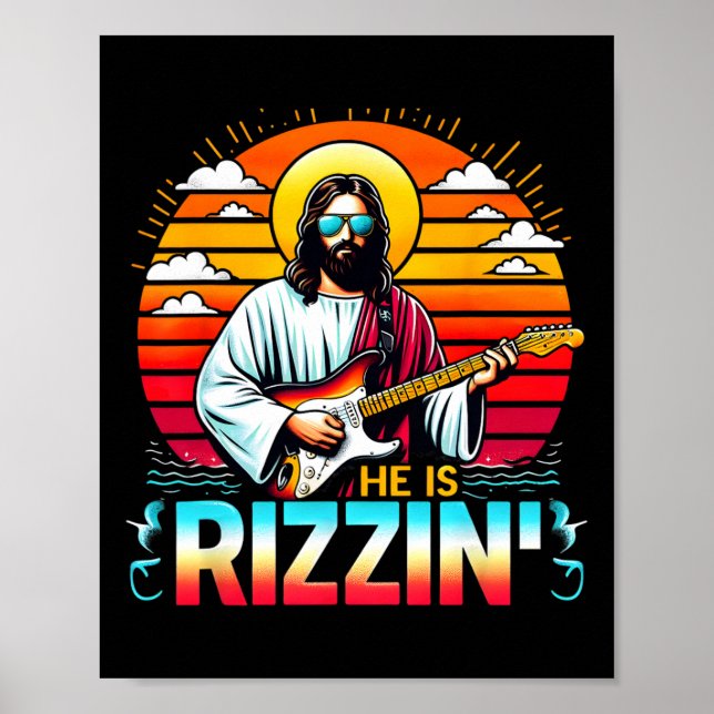 Han är Rizzin Påsk Christian Jesus Funny Jesus Gu Poster (Framsidan)