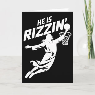 Han är Rizzin Rolig Jesus Bysketbyll Meme Retro På Kort