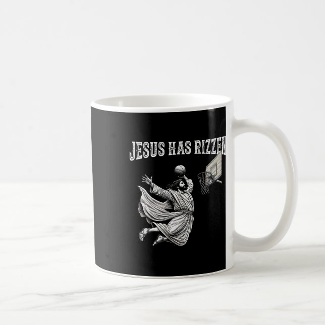 Han är Rizzin Rolig Jesus Bysketbyll Meme - Uni-ad Kaffemugg (Höger)