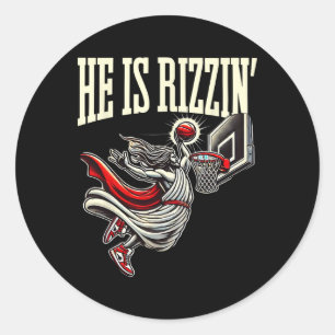 Han är Rizzin rolig Jesus Sketll Meme Runt Klistermärke