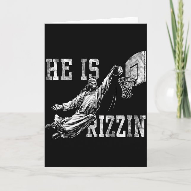 Han är Rizzin rolig kristen basket meme påsk Kort (Framsida)