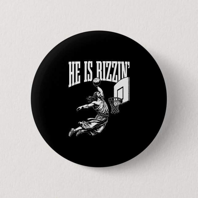 Han är Rizzin rolig påsk Rizz Meme Sketll  Knapp (Framsida)