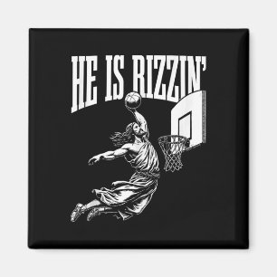 Han är Rizzin Roligt Jesus Basketball Memb Tanktop Magnet