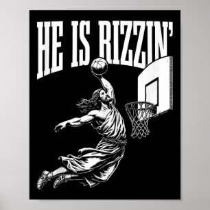 Han är Rizzin Roligt Jesus Basketball Memb Tanktop Poster