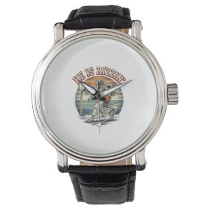 Han är Rizzin Vintage Basket religiös t-shirt De Armbandsur