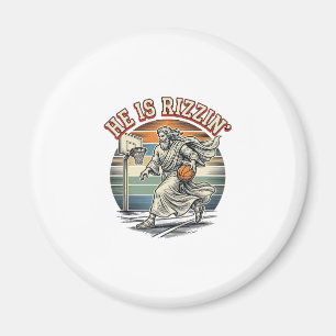 Han är Rizzin Vintage Basket religiös t-shirt De Magnet